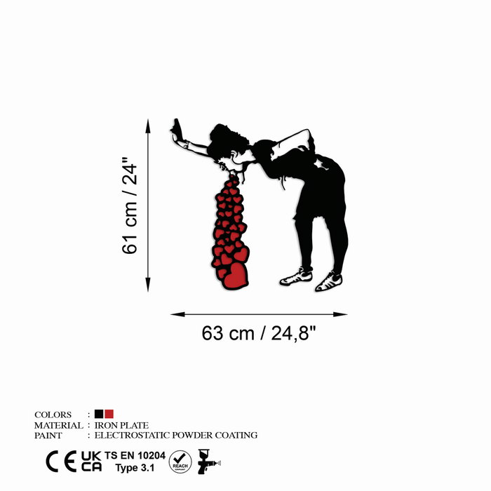 Wallity Banksy 12 Escultura de Pared Metálica Negro y Rojo Wallity Banksy 12 Escultura de Pared Metálica Negro y Rojo
